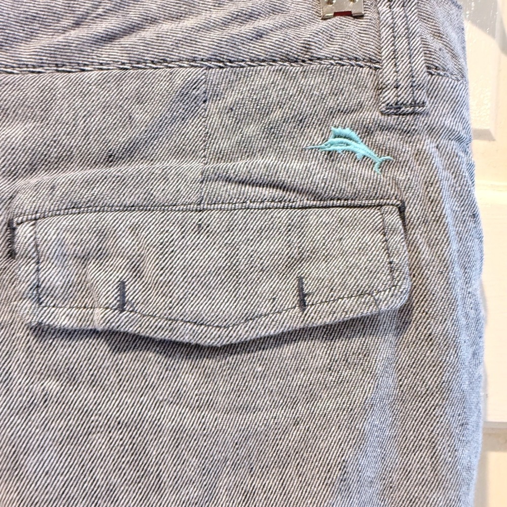Tommy Bahama Blue Linen Blend‎ Shorts Mens Size 33 Marlin Embroidery Casual - Picture 3 of 7